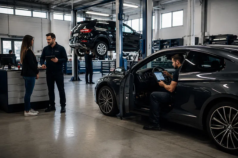 Accettazione clienti e diagnosi elettronica nell'officina AutoMoto Rozzano